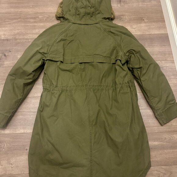 🧥 L.O.G.G. by H&M Olive Green Sherpa-Lined Parka Coat | Size 14 | Excellent Con - Picture 5 of 6